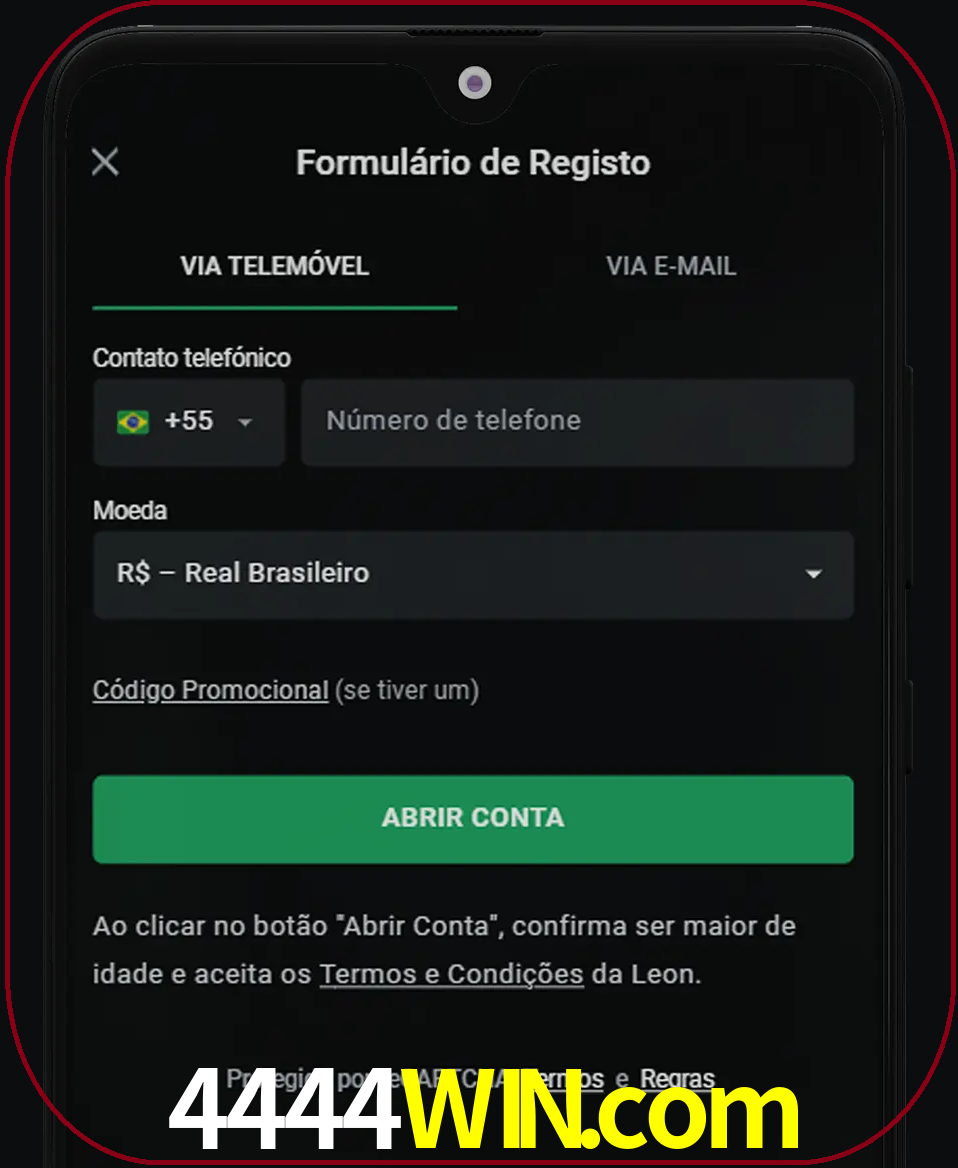 Abra o aplicativo e inicie o processo de registro.