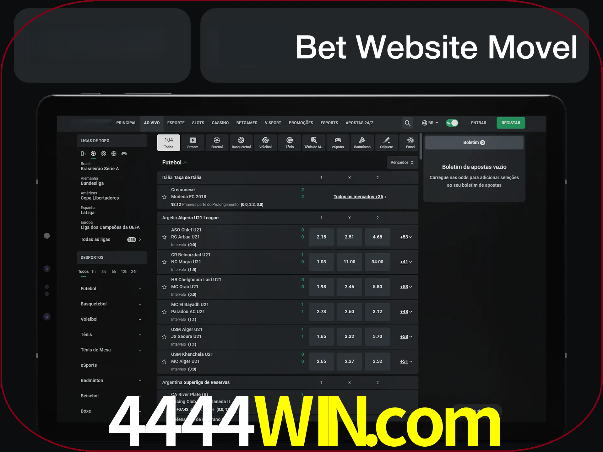 Use nosso website em qualquer dispositivo.