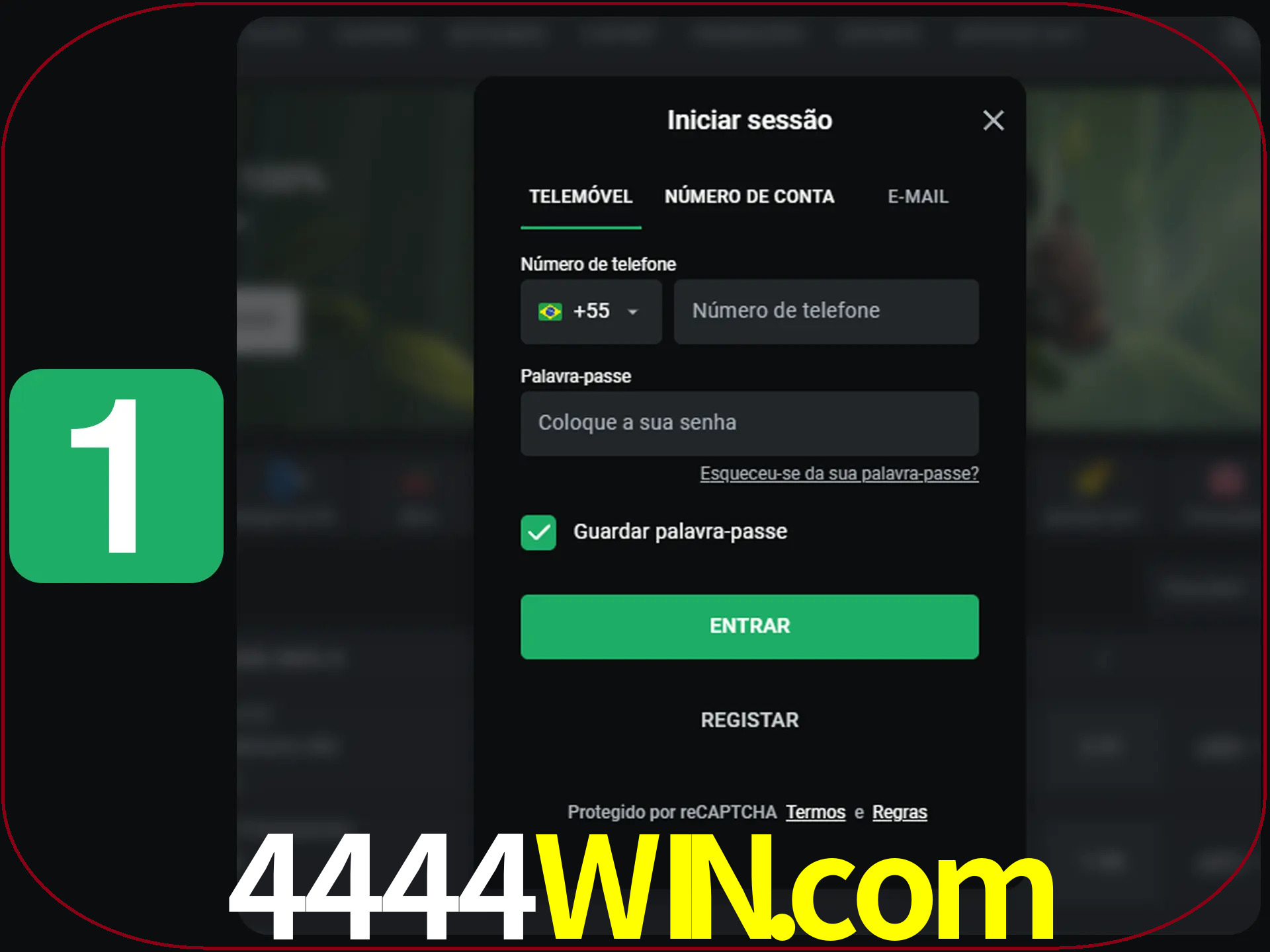 Clique no botão Entrar.